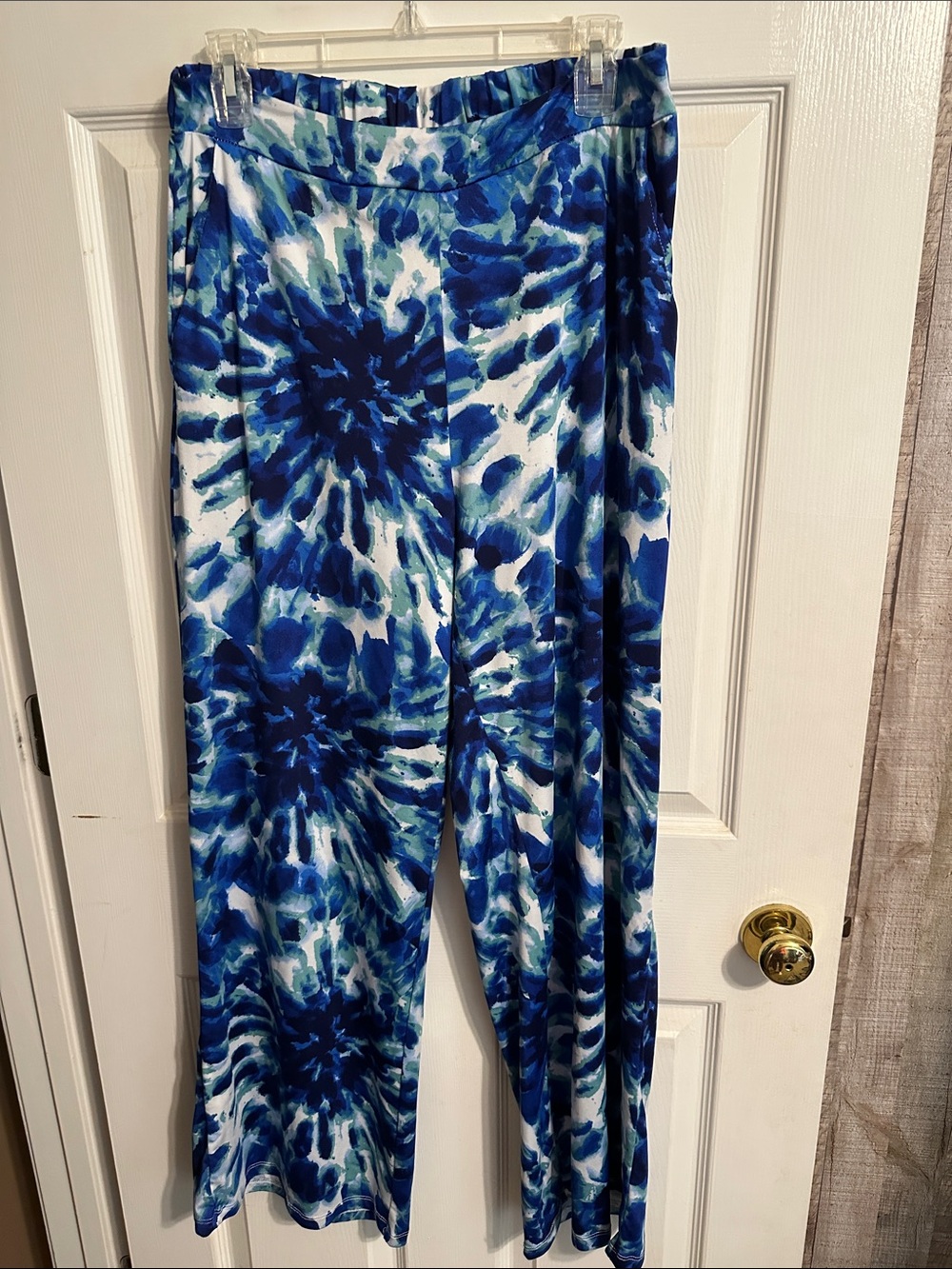 Sunny Leigh Blue & White Tie-Dye Wide Leg Pants